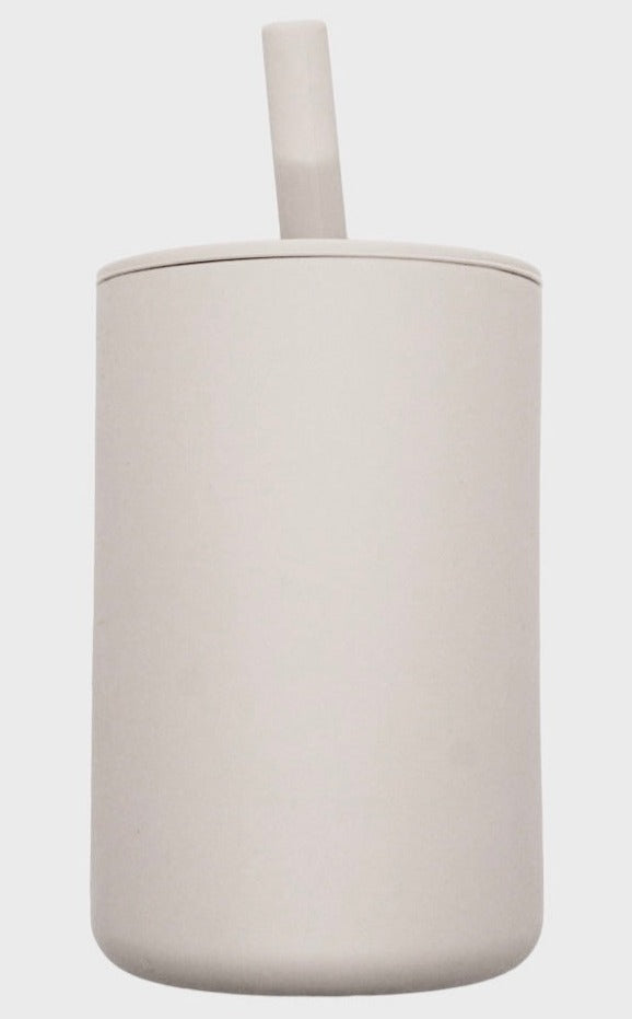 Taupe Silicone Cup with Straw