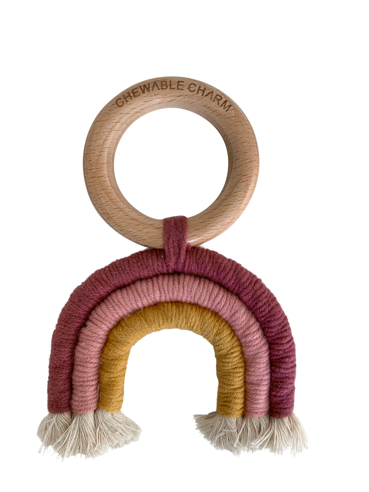 Pink Macrame Rainbow Wooden Teether