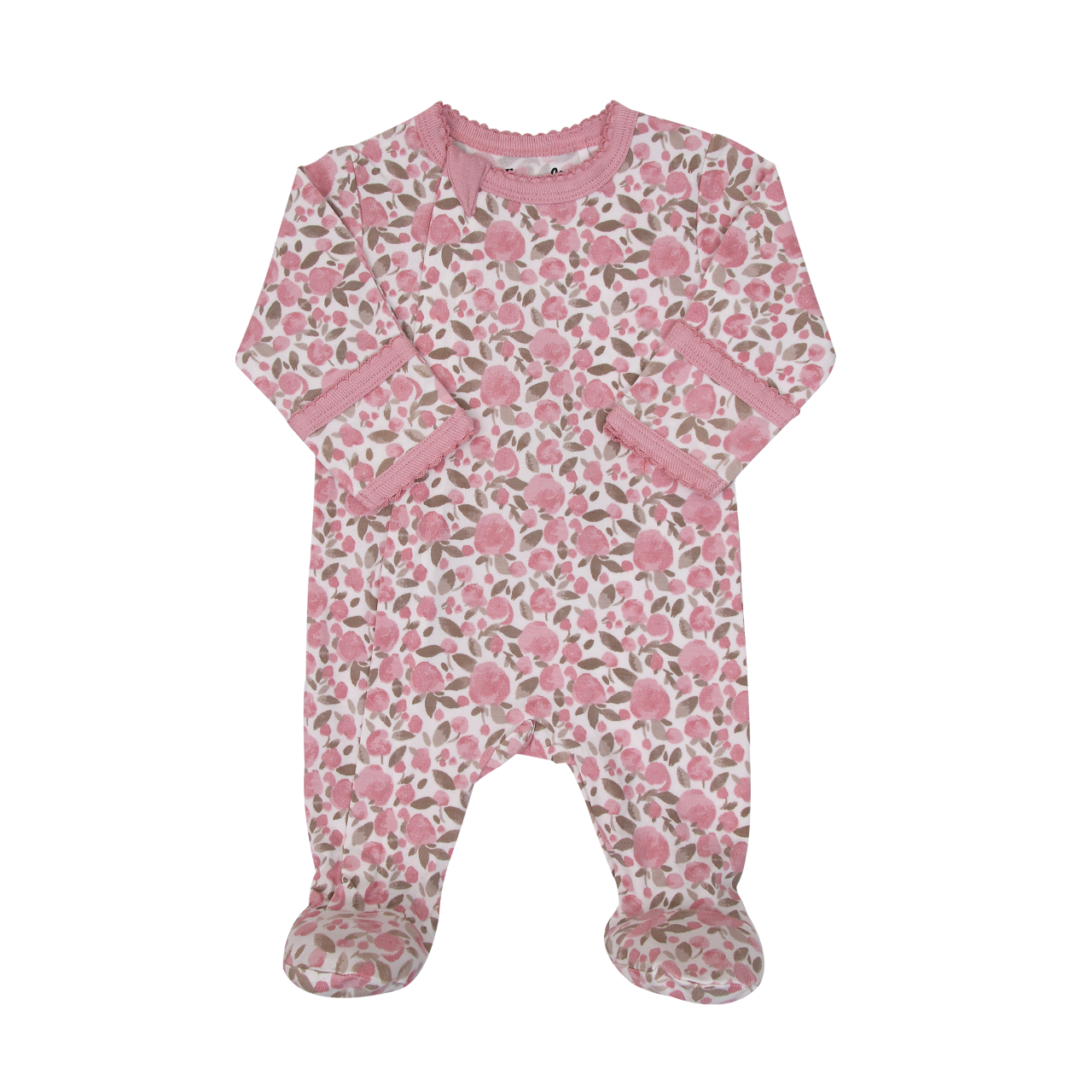 Pink Apple Floral Zip Footie