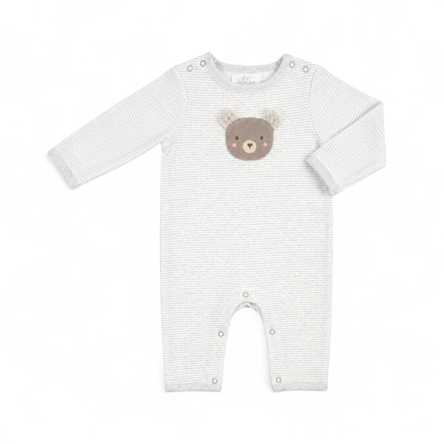 Gray Striped Teddy Bear Romper