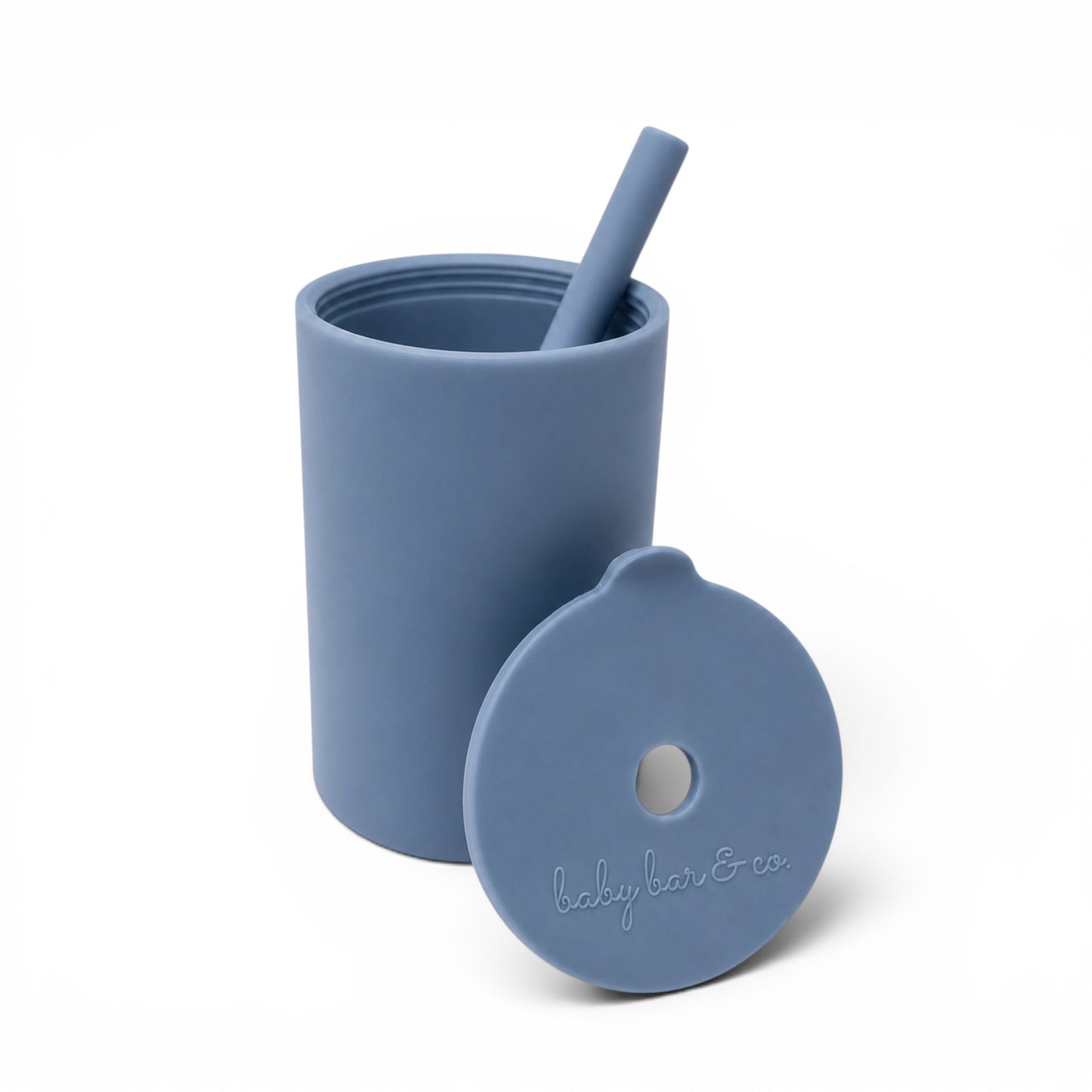 Slate Silicone Cup with Straw