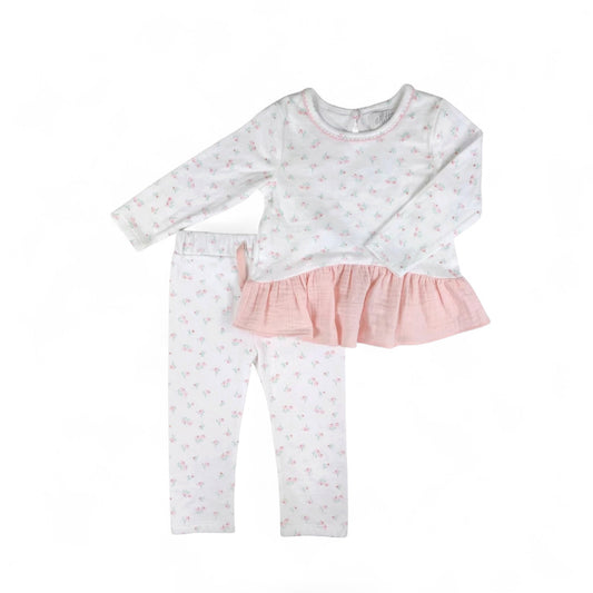 Two-piece floral baby girl outfit set in organic cotton