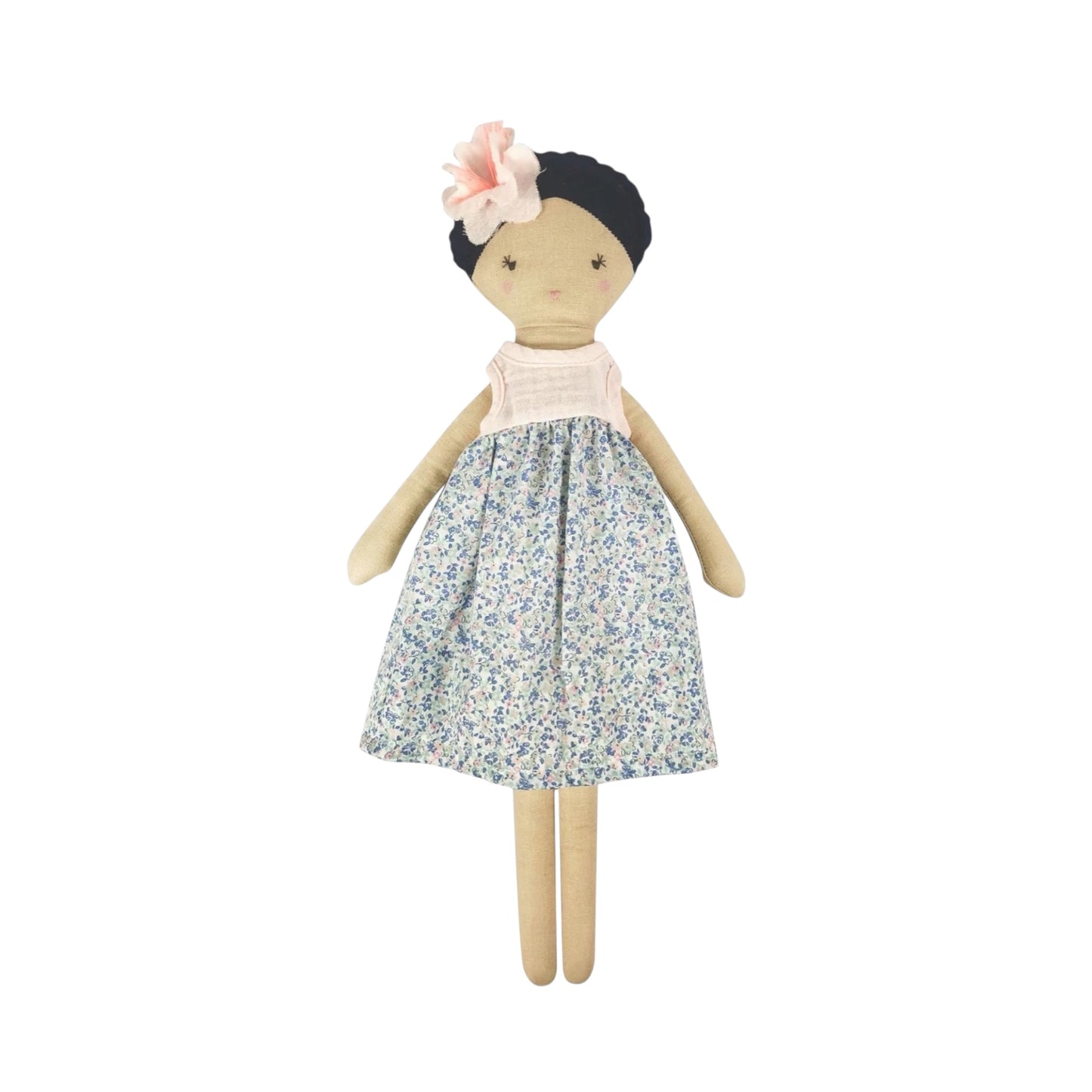 Lucy Linen Doll with floral dress made from 100% linen heirloom doll for babies toddlers and children