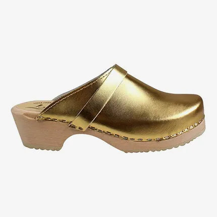 Metallic Gold Kids Clogs
