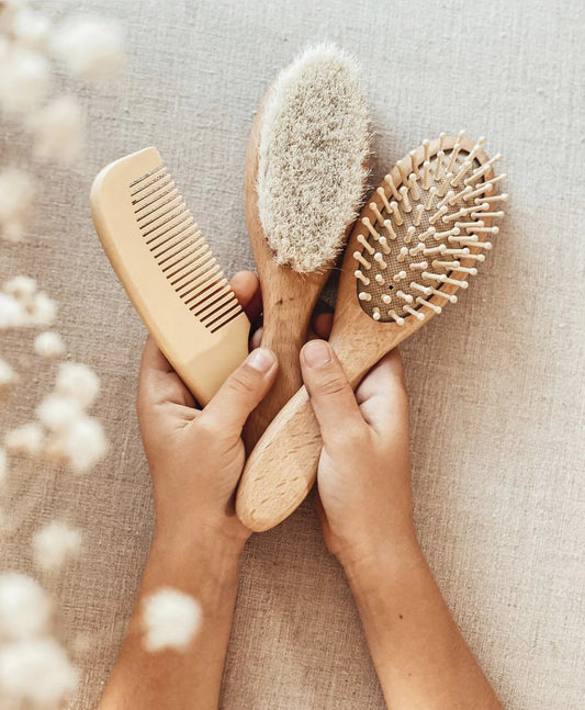 Wooden Baby Hair Brush Set