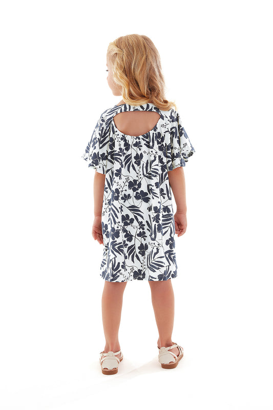 Ruffle Sleeve Black Floral Dress