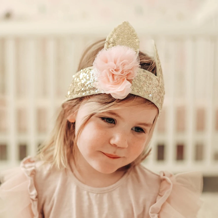 Gold Sequin Bunny Crown