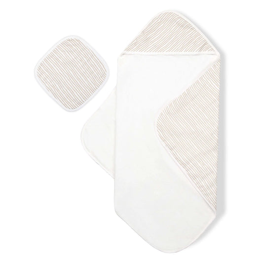 Striped Hooded Towel & Washcloth Set