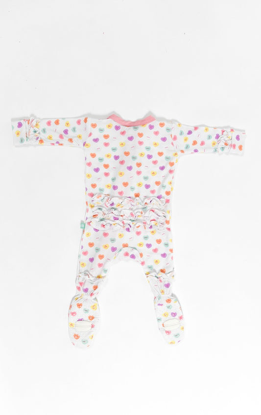 Candy Hearts Ruffle Footie