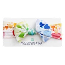 Rainbow Hearts Bow Headband