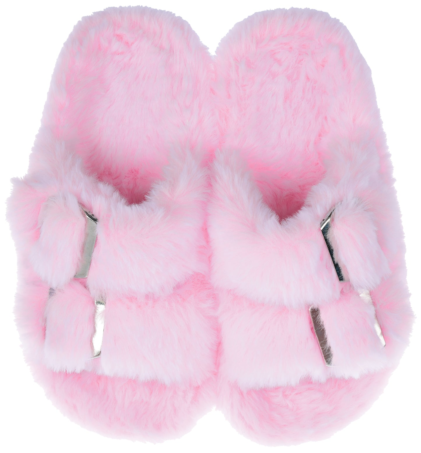 Pink Furry Buckle Slippers