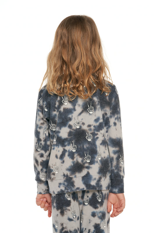 Tie Dye Skeleton Peace Hacci Pullover