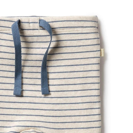 Organic Blue Stripe Rib Leggings