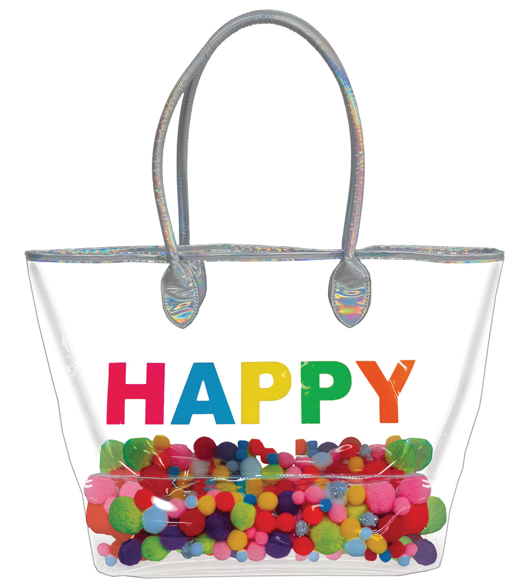 Happy Pom Pom Clear Tote Bag