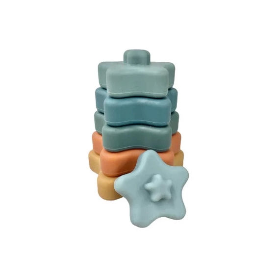 Dusty Blue Stars Teether + Stacker