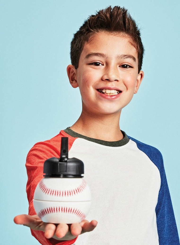 Kids Collapsible Baseball Silicone Water Bottle