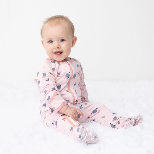 Tiny Blooms Zip Footie
