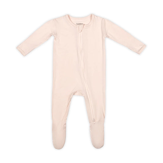 Peachy Pink Zip Bamboo Footie
