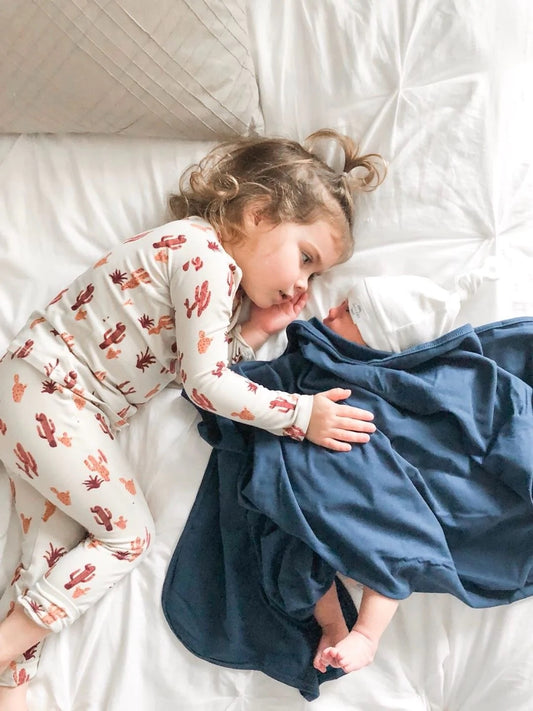 Navy Cotton Organic Swaddle