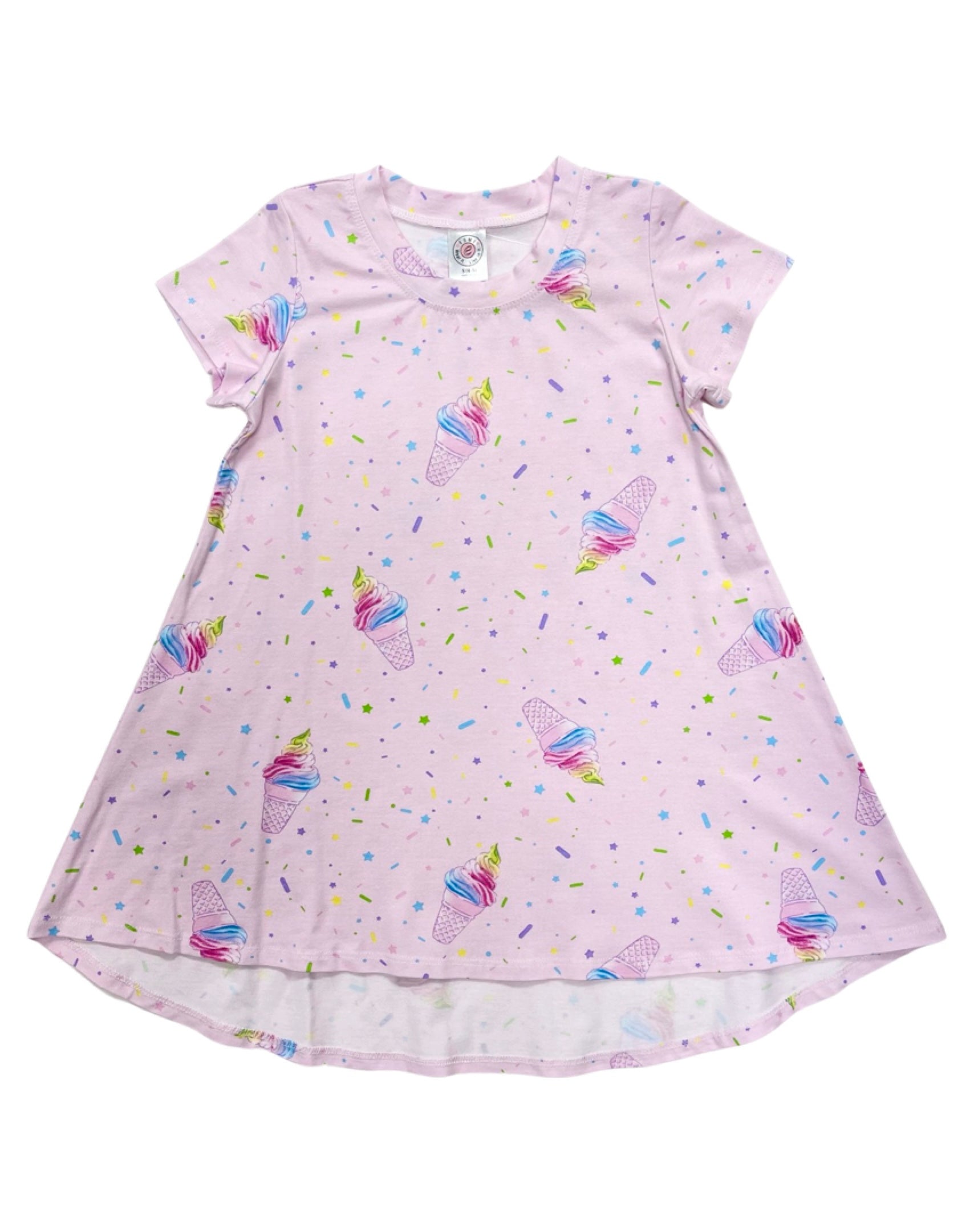 Ice Cream Short Sleeved Dress M (6-6X) / Fun Print