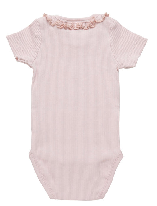 Baby Pink Ribbed Ruffle Onesie