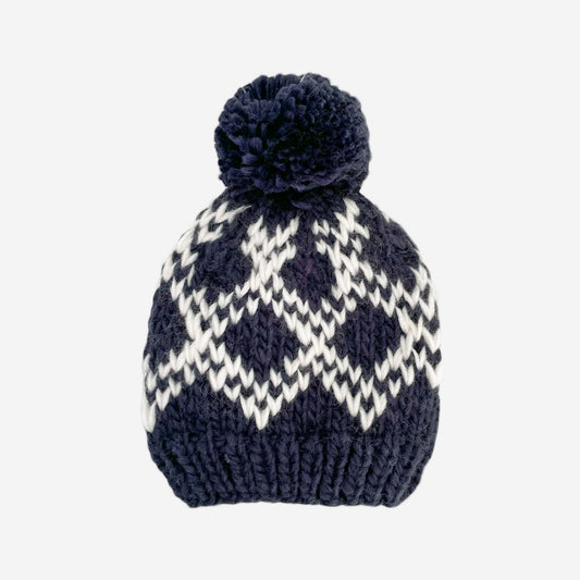 Navy Diamond Faire Isle Hat