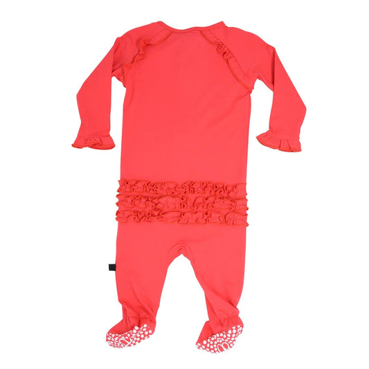 Red Ruffle Zip Footie