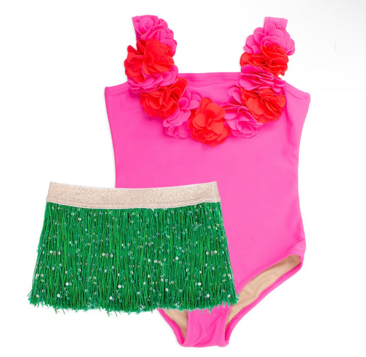 Hula Girl Swimsuit with Seagrass Fringe Skirt