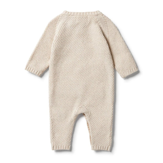 Oatmeal Melange Cable Knit Romper