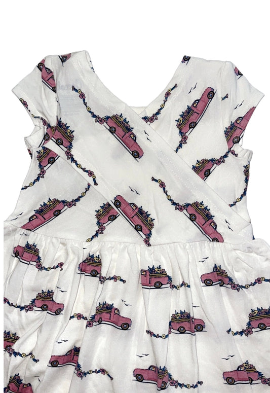 Pink Floral Truck Print Dress