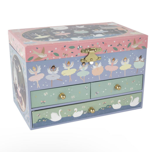 Enchanted Ballerina Musical Jewelry Box with 3 Drawers