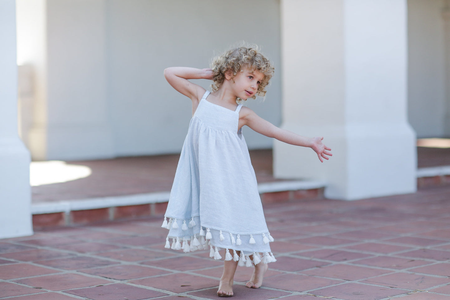 Stripped Blue Tassel Dress