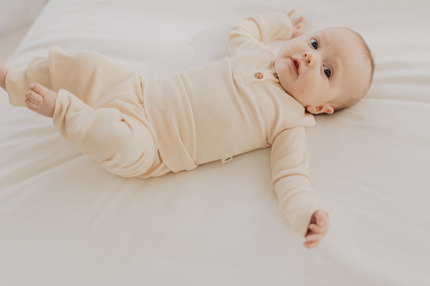 Cream Ribbed Henley Set
