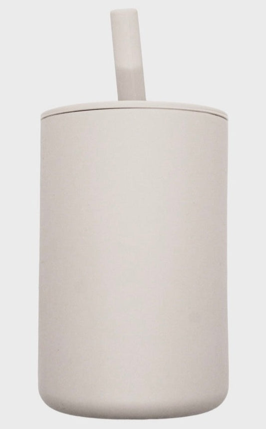 Taupe Silicone Cup with Straw