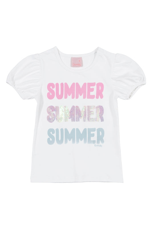 Summer Puff Sleeve White Tee