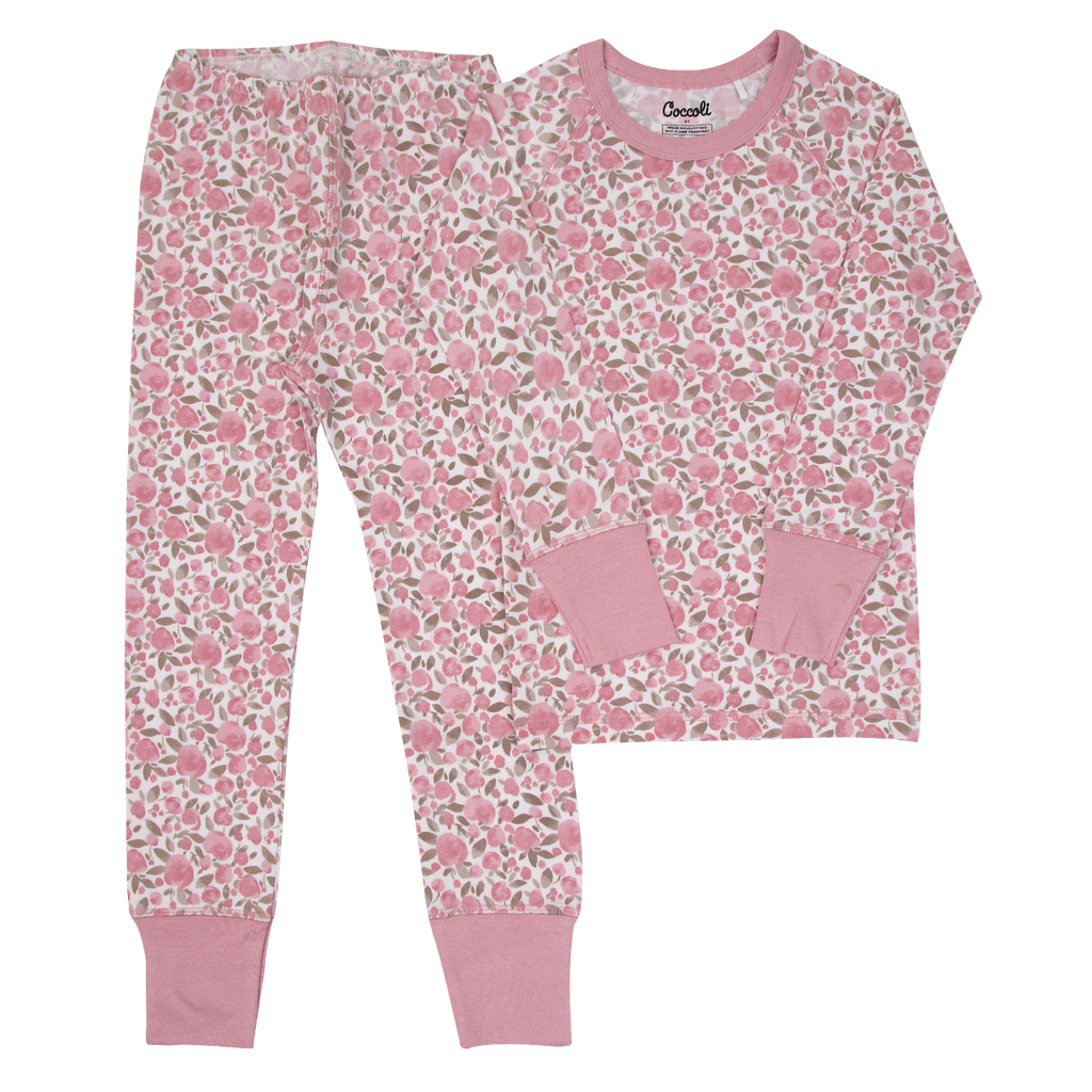 Pink Apple Floral Pajama Set