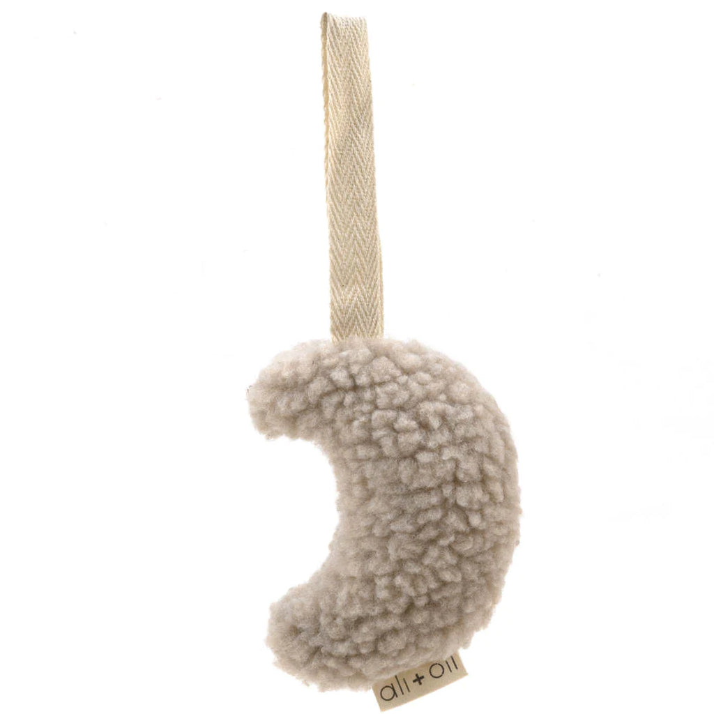 Taupe Plush Moon Pacifier Holder