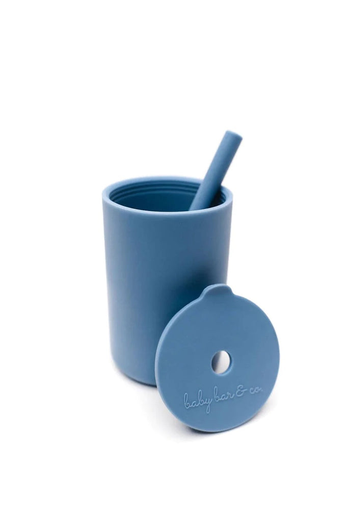 Blue Silicone Cup with Straw
