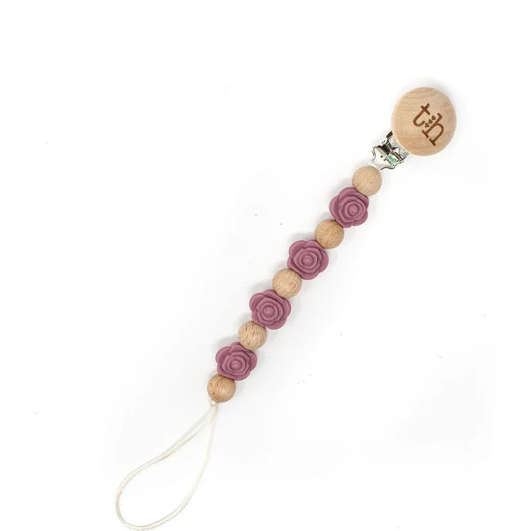 Mauve Grande Rosette Pacifier Clip