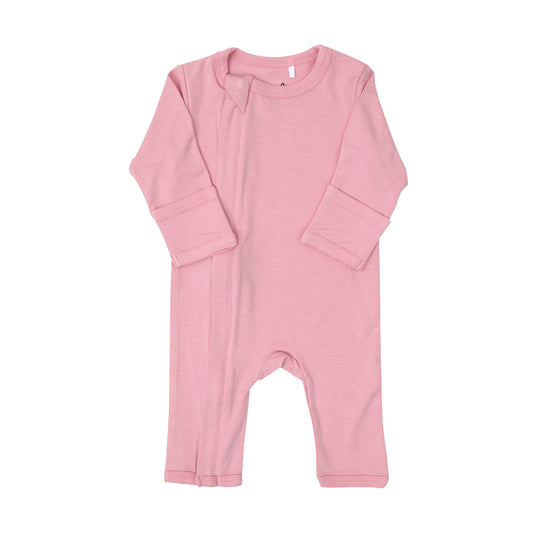 Pink Basic Zip Romper