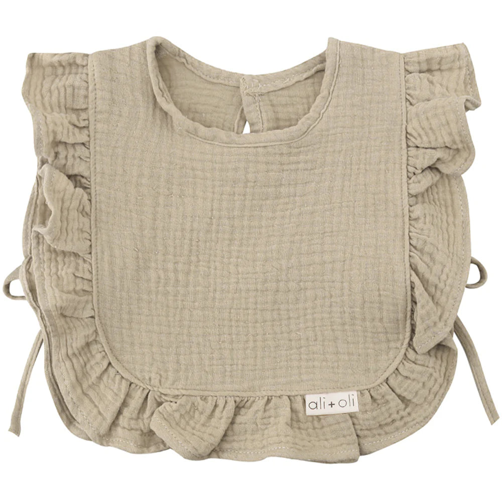 Cream Muslin Ruffle Bib