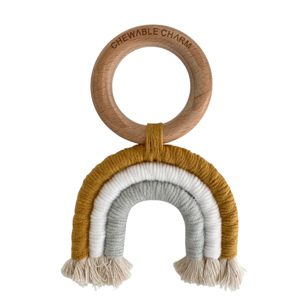 Marigold Macrame Rainbow Wooden Teether