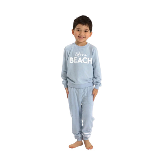 "Life's a Beach" Baby Blue Hacci Pullover