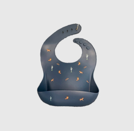Blue Western Silicon Bib