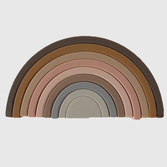 Brown Rainbow Silicone Teether + Stacker