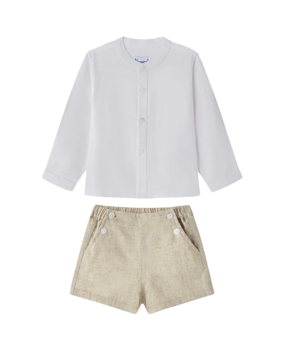 Beige Shirt & Short Set