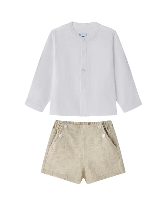 Beige Shirt & Short Set