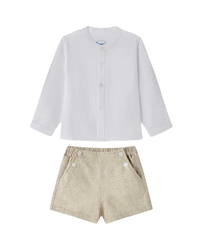 Beige Shirt & Short Set