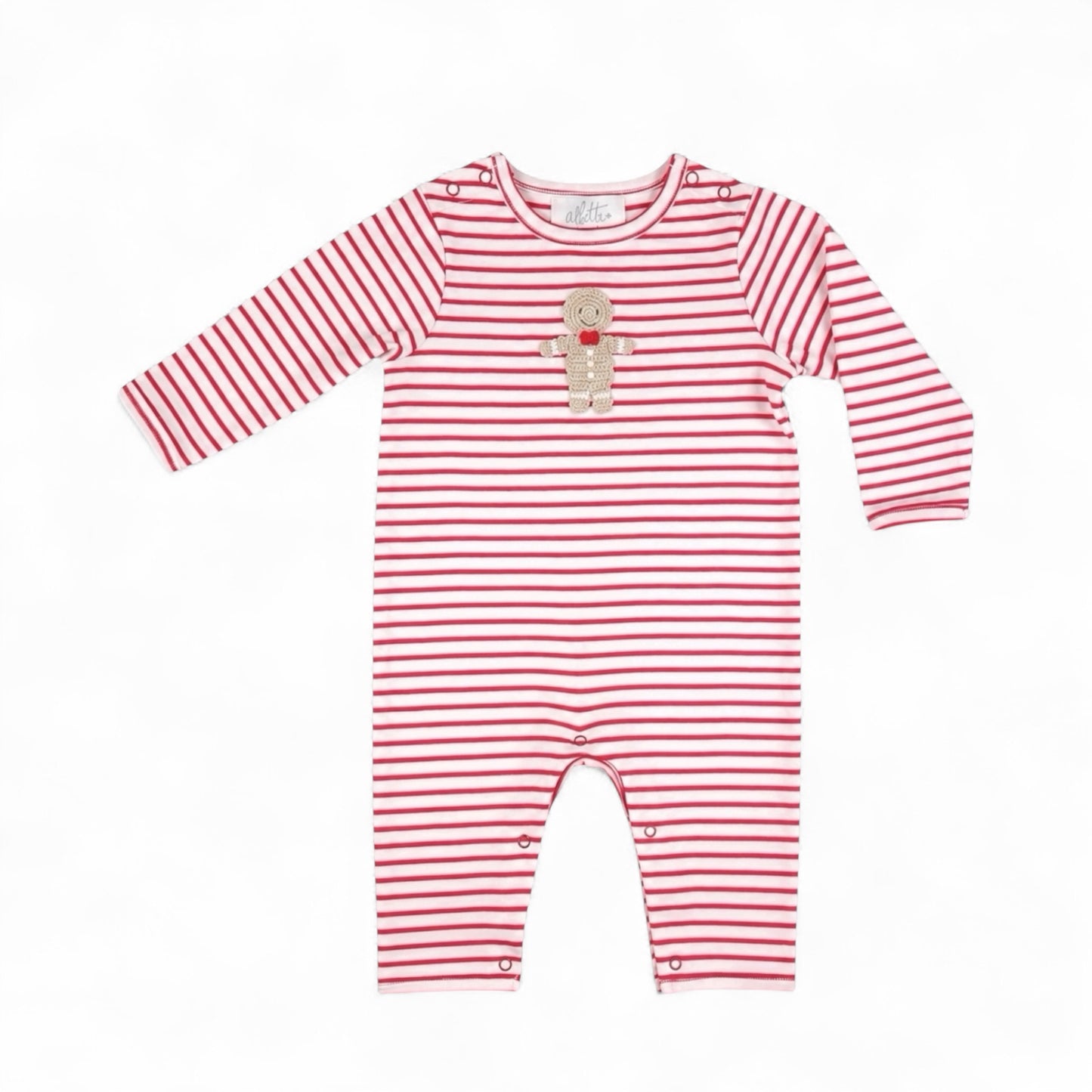 Gingerbread Man Red Striped Romper