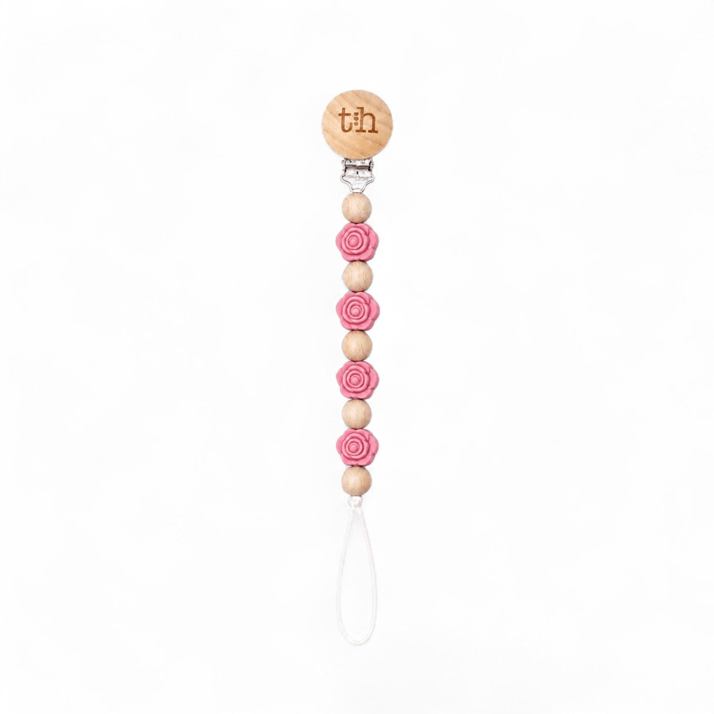 Blush Grande Rosette Pacifier Clip